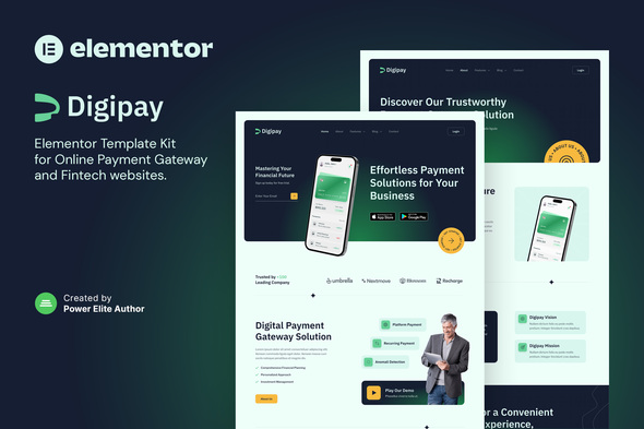 Digipay – Online Payment Gateway & Fintech Elementor Template Kit best Digipay fintech Elementor template kit instant download