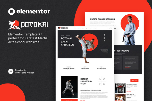 Dotokai – Karate & Martial Arts School Elementor Template Kit best martial arts Elementor template kit download