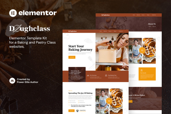 Doughclass – Baking & Pastry Class Elementor Template Kit best baking school Elementor template kit download
