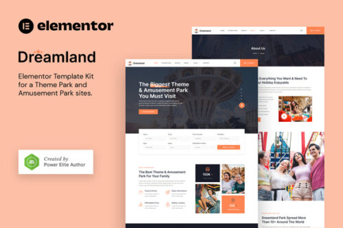 best amusement park Elementor template kit instant download