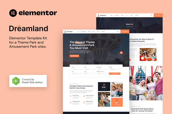 Dreamland – Amusement & Theme Park Elementor Template Kit best amusement park Elementor template kit instant download
