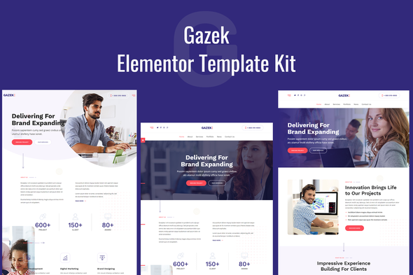 Gazek - Agency Portfolio Elementor Template Kit best agency portfolio Elementor template kit instant download
