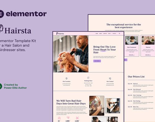 Hairsta – Hair Salon & Hairdresser Elementor Template Kit
