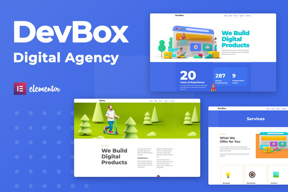 DevBox — Creative Digital Agency Elementor Template Kit best DevBox creative agency Elementor template download