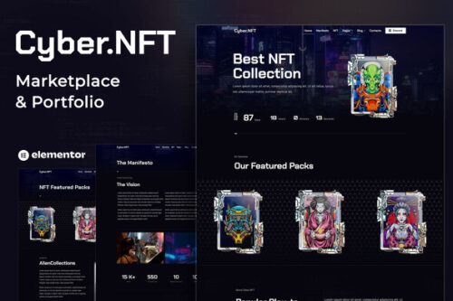 best Cyber.NFT Elementor template instant download