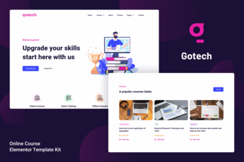 best Gotech Elementor template kit for online courses download