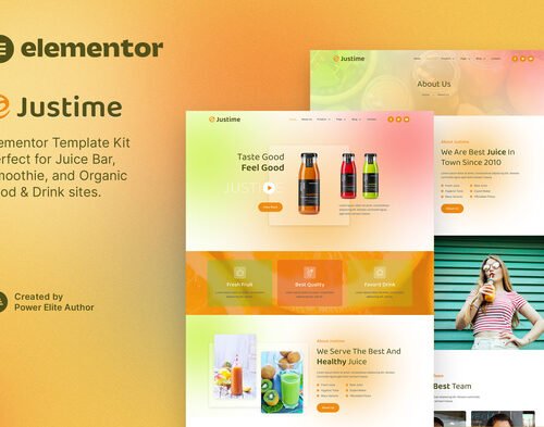 Justime – Juice Bar, Smoothie & Organic Food Elementor Template Kit