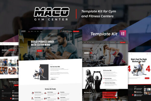 best gym Elementor template kit instant download