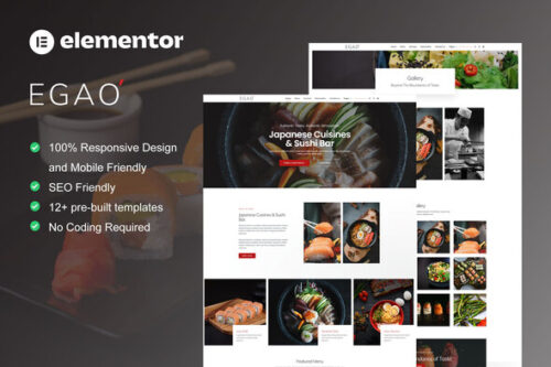 best Japanese restaurant Elementor template kit download