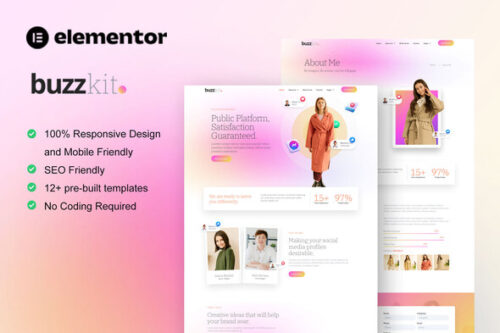 best BuzzKit influencer agency template download for Elementor