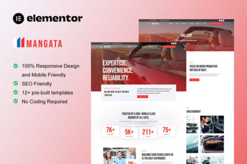 best car painting Elementor template kit instant download