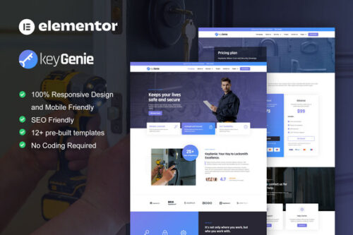 best locksmith website template Elementor instant download