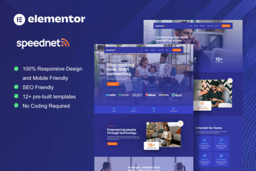 best SpeedNet Elementor template kit for ISP website download