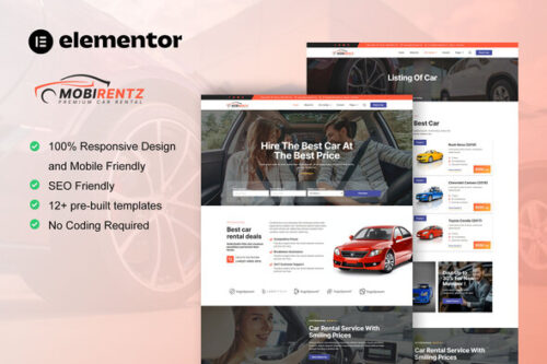 best Mobirentz car rental Elementor template download