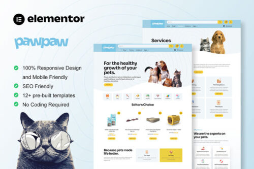best PawPaw Elementor template kit for pet shop download