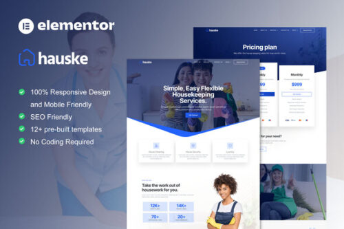 best housekeeping Elementor template kit instant download