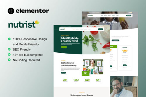 best Nutrist Elementor nutrition website template download
