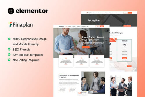 best finance Elementor template kit instant download