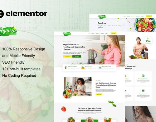 Veganza - Organic Food & Vegetarian Elementor Template Kit