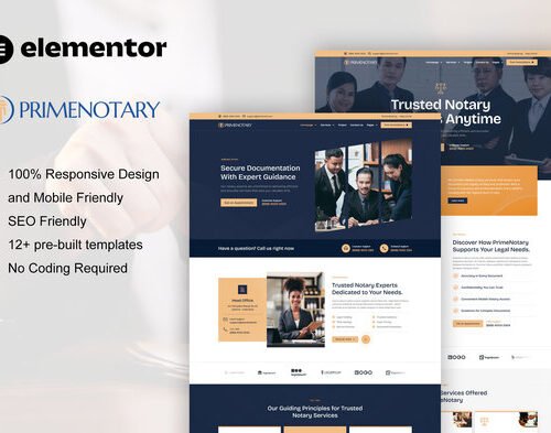 PrimeNotary - Notary Public & Legal Services Elementor Pro Template Kit