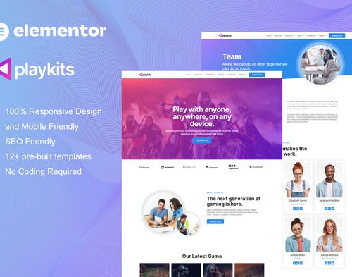 Playkits - Video Game Publisher & Shop Elementor Template Kit