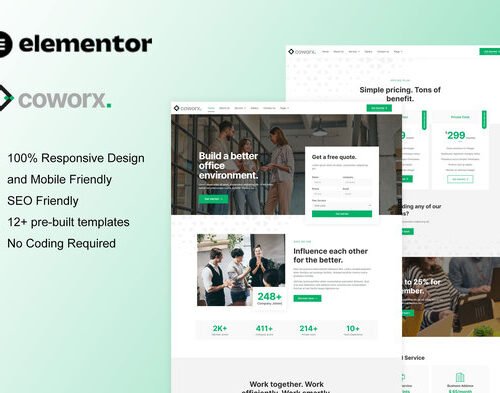 Coworx - Coworking Space & Virtual Office Elementor Template Kit