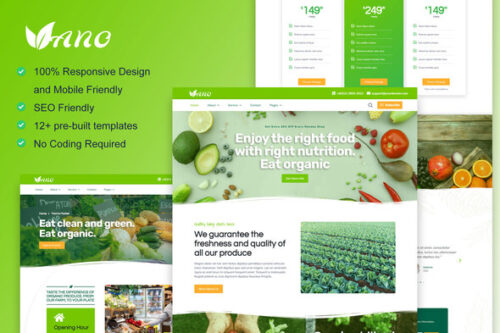 best Elementor template kit for organic food website download