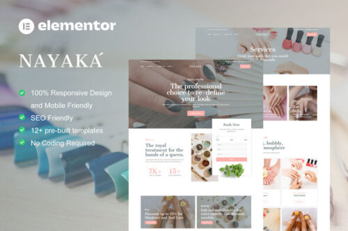 best nail salon Elementor template instant download