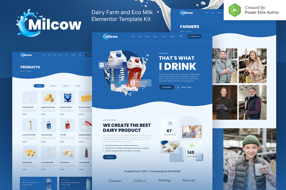 Milcow – Dairy Farm & Eco Milk Elementor Template Kit best dairy farm website template instant download