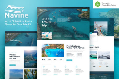 best premium yacht club Elementor template kit instant download