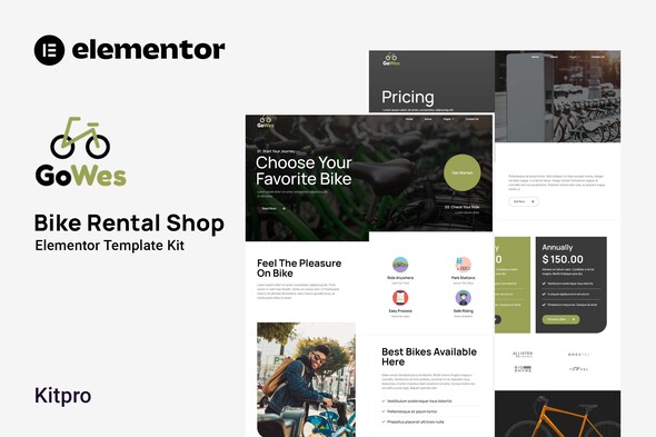 Gowes - Bike Rental Shop Elementor Template Kit best bike rental website template instant download Gowes