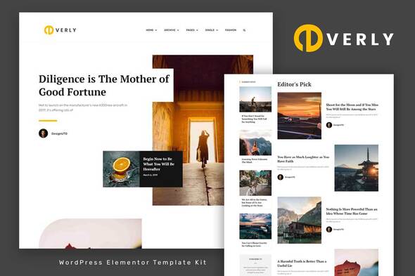 Everly - Blog & Magazine Elementor Template Kit best Everly Elementor blog template instant download