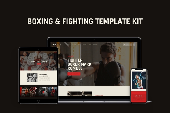 Rumble - Boxing, MMA & Fighting Elementor Template Kit best boxing MMA Elementor template kit instant download