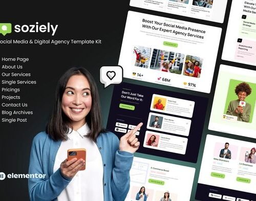 Soziely | Social Media & Digital Marketing Agency Elementor Template Kit