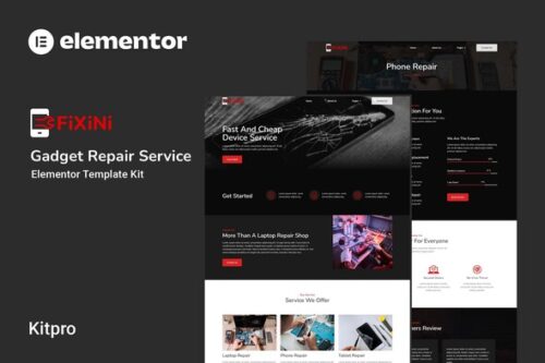best gadget repair Elementor template kit instant download
