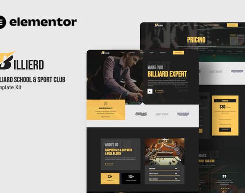 Billierd -  Billiard School & Sport Club Elementor Template Kit