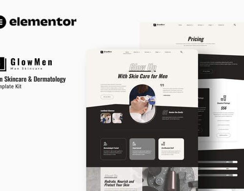 Glowmen - Men Skincare & Dermatology Elementor Template Kit