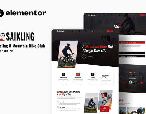 Saikling - Cycling Mountain Bike Club Elementor Template Kit