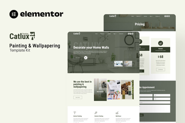 Catlux - Painting & Wallpapering Elementor Template Kit best Catlux painting Elementor template kit download