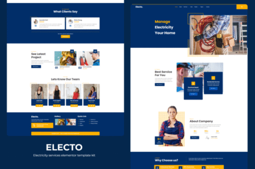 best electricity services Elementor template kit download