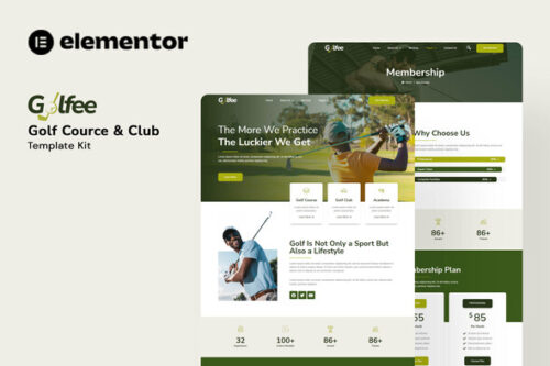 best Golfee Elementor template kit for golf courses instant download