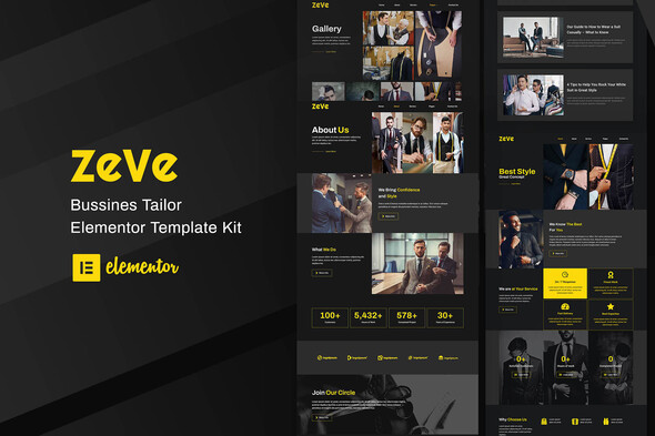 Zeve - Tailor Service Elementor Template Kit best tailor Elementor template kit instant download