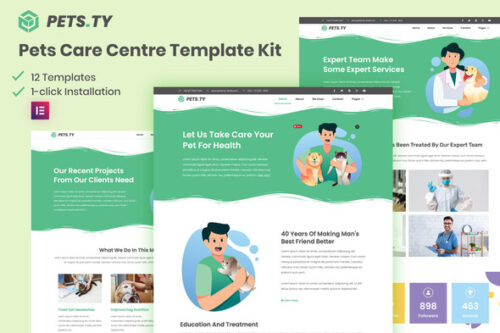 best pets care clinic Elementor template instant download