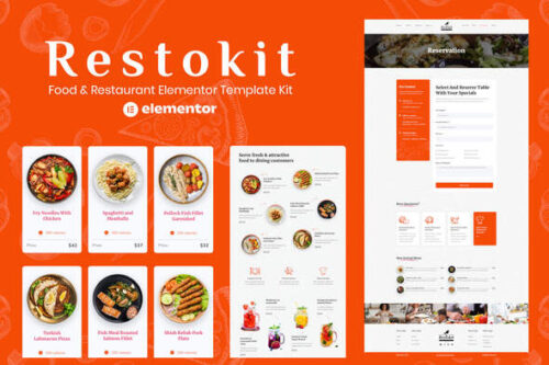 best premium restaurant Elementor template kit download