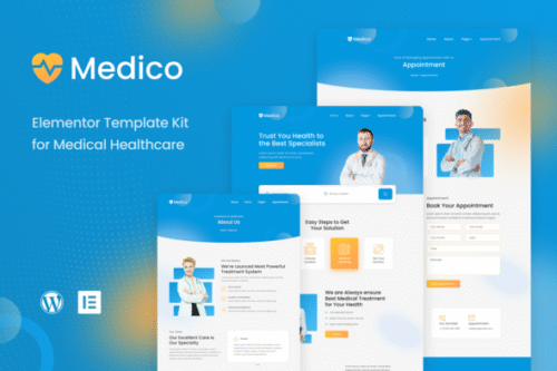 best medical healthcare Elementor template kit instant download
