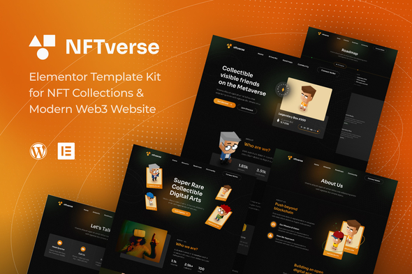 NFTverse | Futuristic NFT Portfolio Elementor Template Kit best NFT portfolio Elementor template kit instant download
