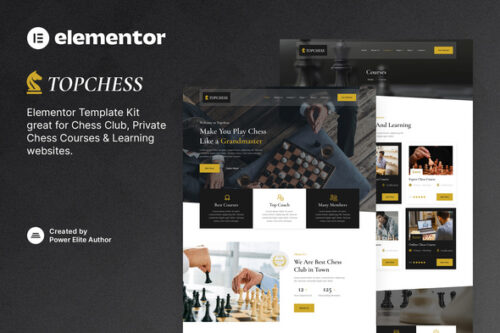 best chess club Elementor template for instant download