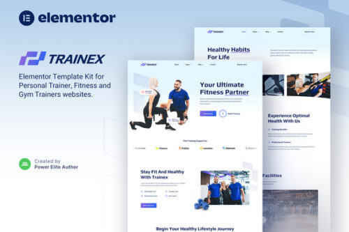 best fitness Elementor template kit instant download