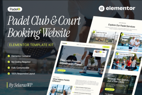 Padelo - Padel Club & Court Booking Elementor Pro Template Kit
