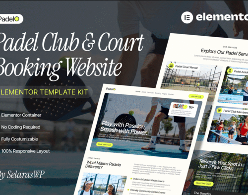 Padelo - Padel Club & Court Booking Elementor Pro Template Kit